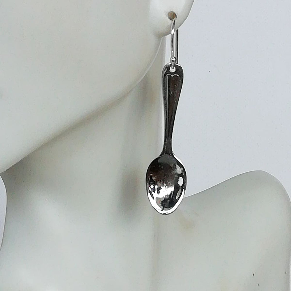 earrings Spoon fork drop | Sterling silver ear dangler | Fun | Silver jewelry | E860 - by OneYellowButterfly