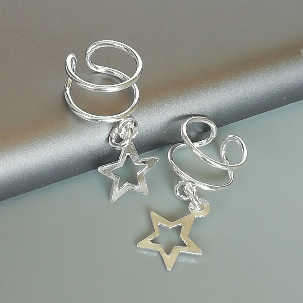 Star ear cuff | Sterling silver celestial charm | No piercing | Bohemian Cuff | Unisex jewelry | E872 - by OneYellowButterfly