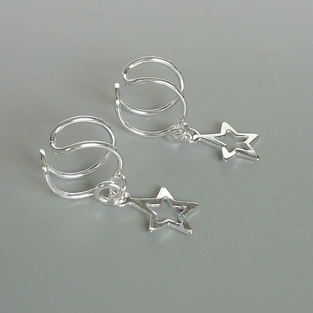 Star ear cuff | Sterling silver celestial charm | No piercing | Bohemian Cuff | Unisex jewelry | E872 - by OneYellowButterfly