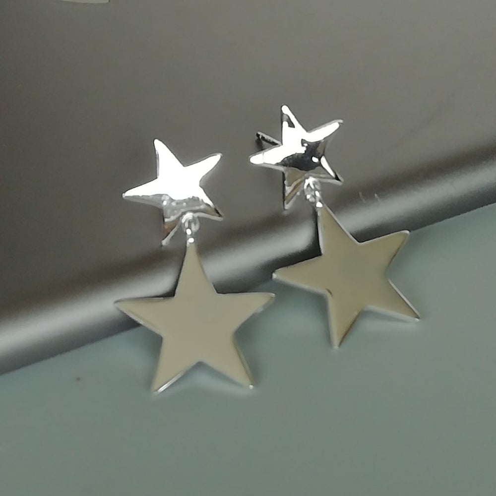Star Ear Danglers | Sterling Silver | Ear | Celestial Jewelry | Earrings | Silver Gift | Gift | E1088 - by Oneyellowbutterfly