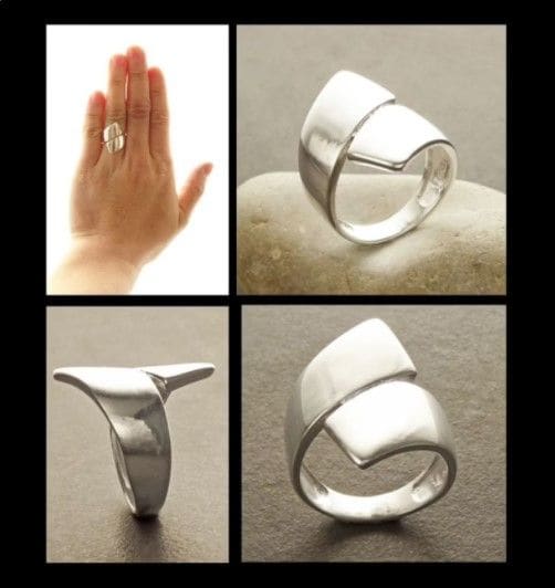 rings Sterling Bypass Ring Silver Large Crossing Wrap Cross Modern Wide jewelry Wrapping Band - by Ancient Craft