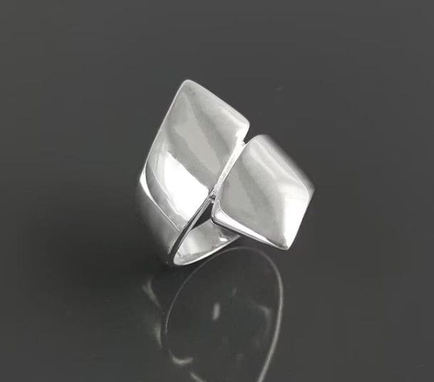 rings Sterling Bypass Ring Silver Large Crossing Wrap Cross Modern Wide jewelry Wrapping Band - by Ancient Craft