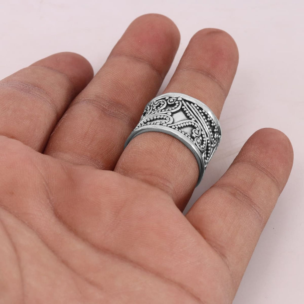 Sterling Silver Band Energy Spinner Ring Thumb Meditation Fidget Promise Anxiety Gift For Men - by Rajtarang