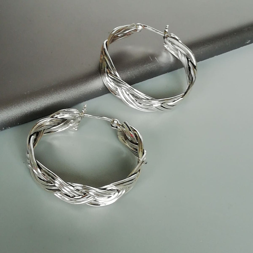 Sterling Silver Braided Hoops | Simple | Silver Ear | Minimalist | Everyday | E974 - by Oneyellowbutterfly