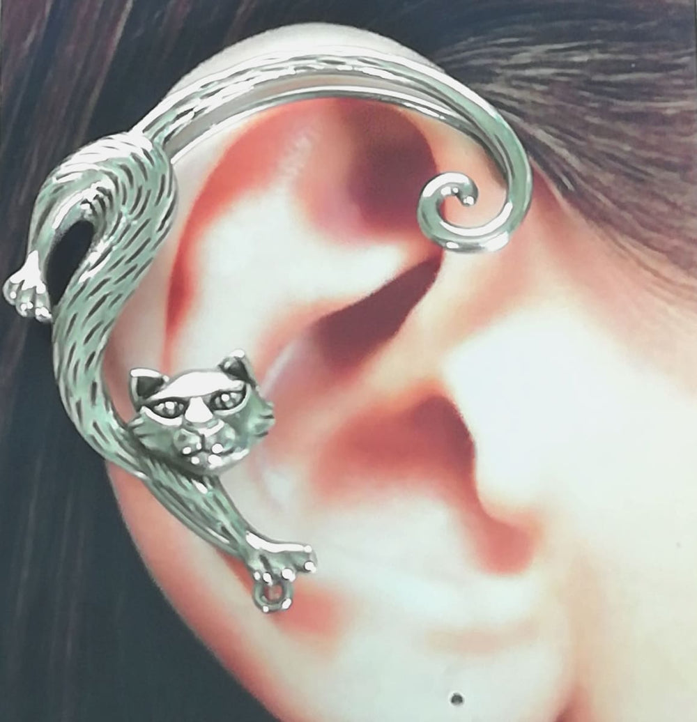 Sterling Silver Cat Ear Climber | Kitten Creeper | Punk Jewelry | Cat Lovers | Ear | E1116 - by Oneyellowbutterfly
