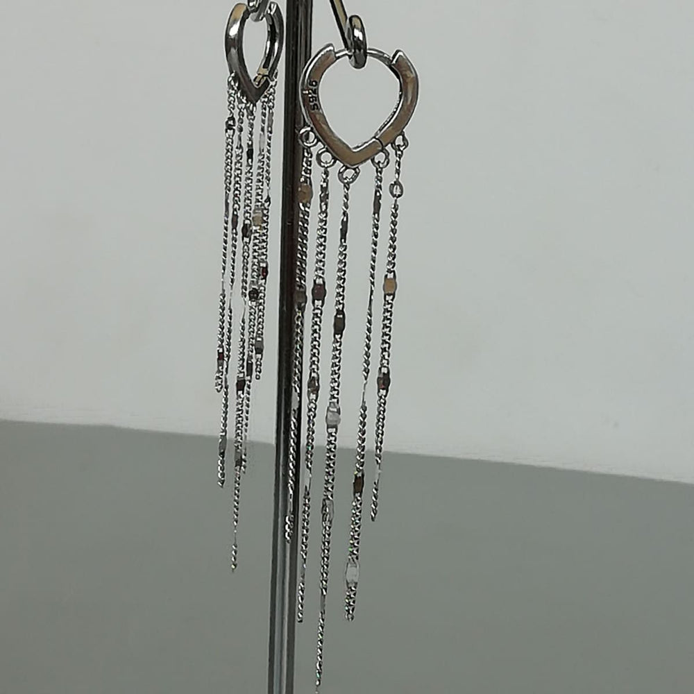 Sterling Silver Chain Ear Danglers | Long Egyptian Earrings | Pretty Dangler | E1085 - by Oneyellowbutterfly