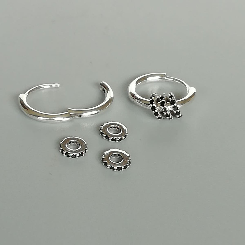 Sterling silver Cz hoops | Crystal zirconia | Ear | Minimalist hoop | Silver ear | Floating rings | E921 - by OneYellowButterfly