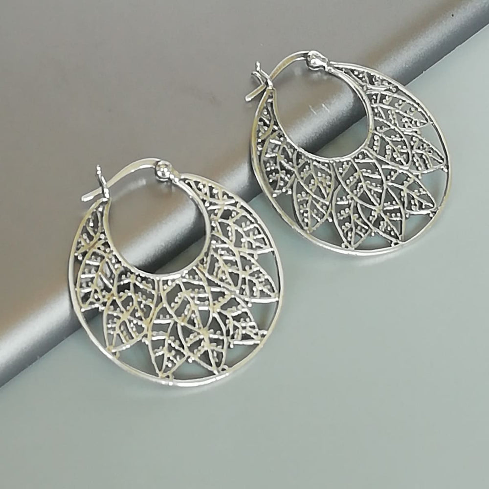 earrings Sterling silver filigree hoops | Egyptian | Bohemian | Silver jewelry | ear | E850 - by OneYellowButterfly