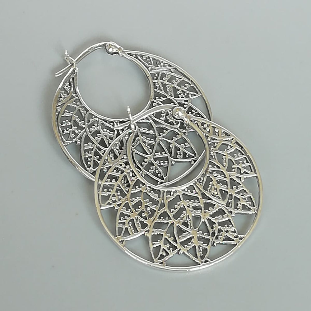 earrings Sterling silver filigree hoops | Egyptian | Bohemian | Silver jewelry | ear | E850 - by OneYellowButterfly