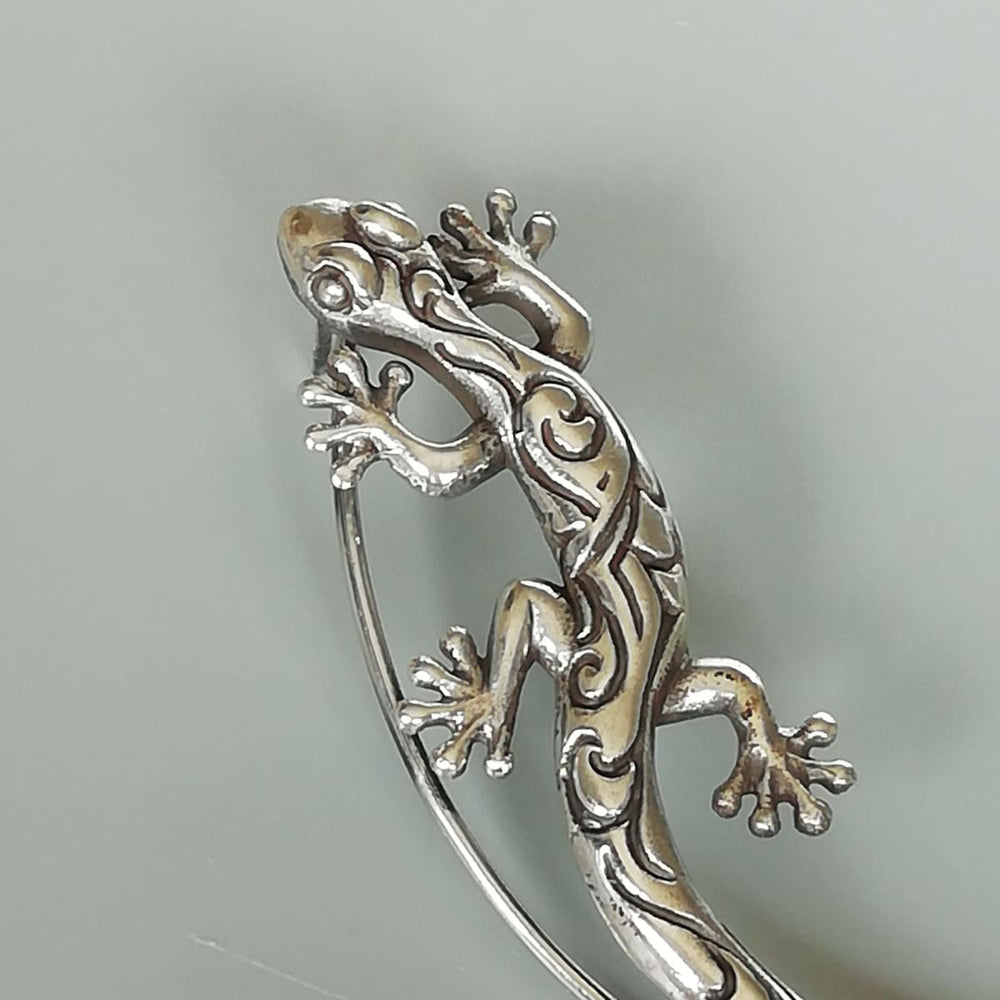 Sterling Silver Gecko Ear Climber | Lizard Creeper | Punk Jewelry | Reptile | Earring | Ear | E1110 - by Oneyellowbutterfly