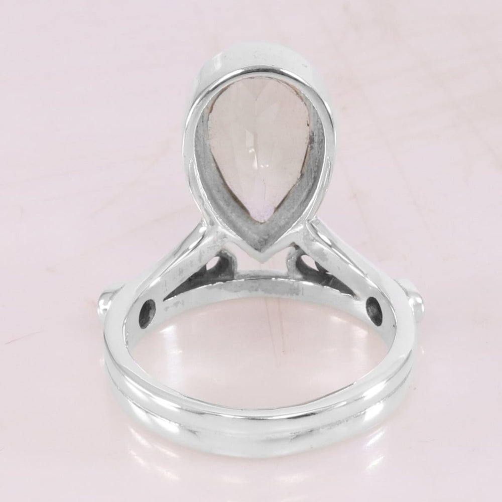rings Sterling Silver Green Amethyst Ring 925 Teardrop Faceted Designer - by Rajtarang