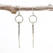 Sterling Silver Hammer Texture Circle Shape Earrings With Brass Sticks On Oxidized Sterling Hooks - By Metal Studio Jewelry