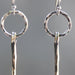 Sterling Silver Hammer Texture Circle Shape Earrings With Brass Sticks On Oxidized Sterling Hooks - By Metal Studio Jewelry