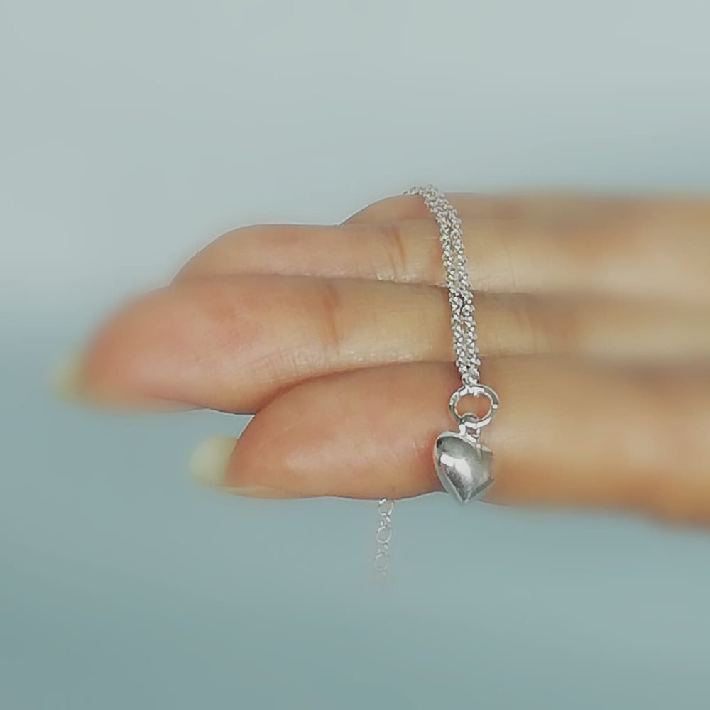 Buy The Sterling Silver Heart Love Charm Bracelet | JaeBee Jewelry