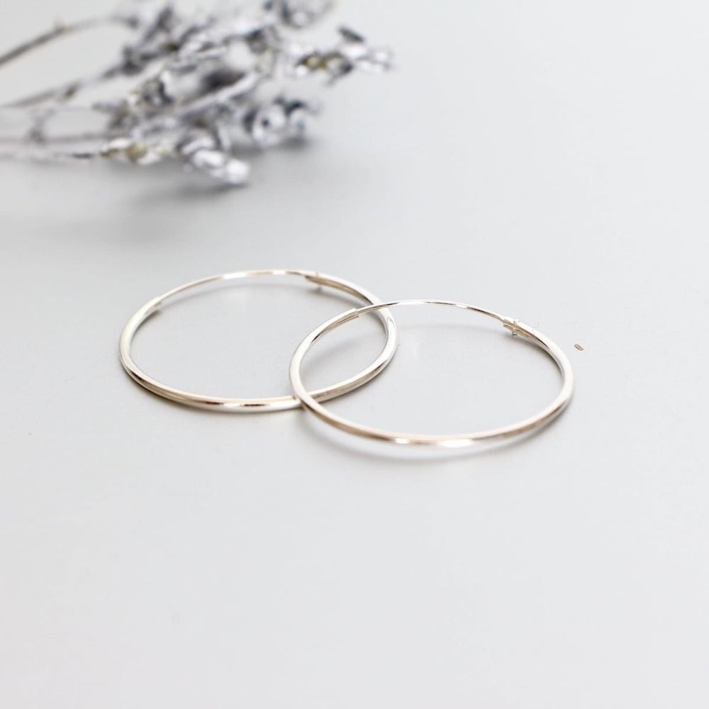 12 mm Sterling Silver Gypsy Hoop Earrings - Silver, Gold and Rose gold