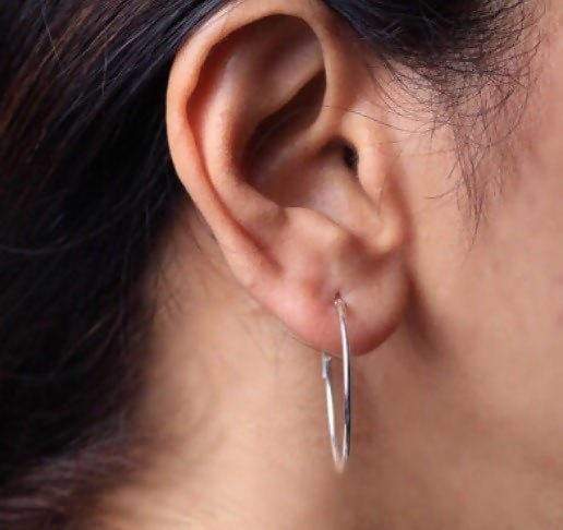 Earrings Sterling Silver Hoop Earrings,30mm Cartilage Hoops Body Jewelry Classic Ear Hippie Style Hoops,(E22)