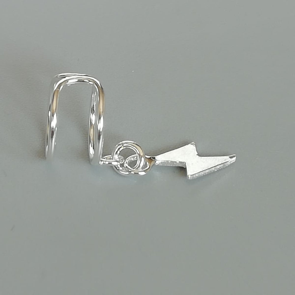 Sterling silver lightning bolt cartilage ear cuff | Celestial charm | Open ended | Bohemian Cuff | Unisex jewelry | E873 - by 