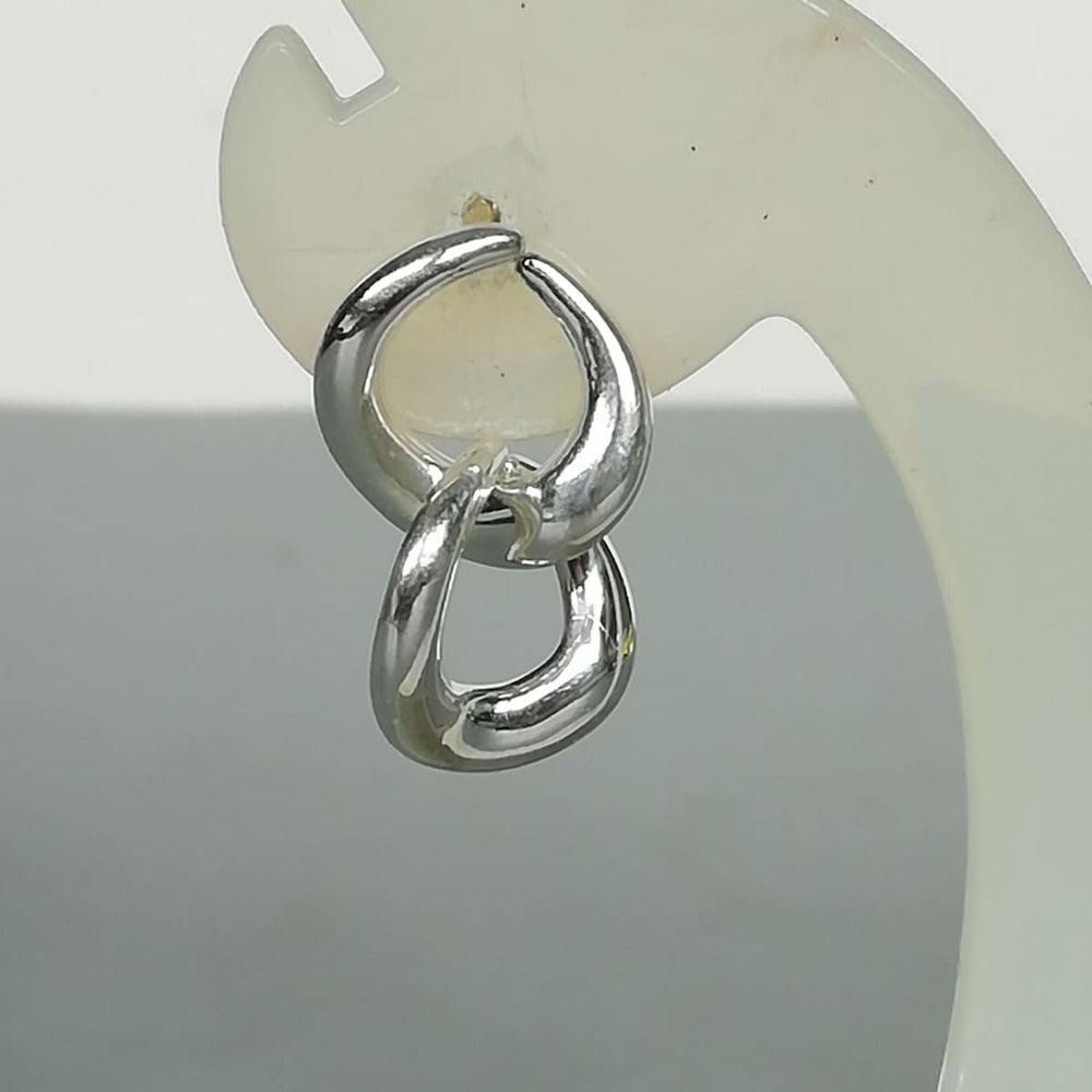 Sterling Silver Link Ear Danglers | Wavy Circle in Earrings | E1055 - by Oneyellowbutterfly