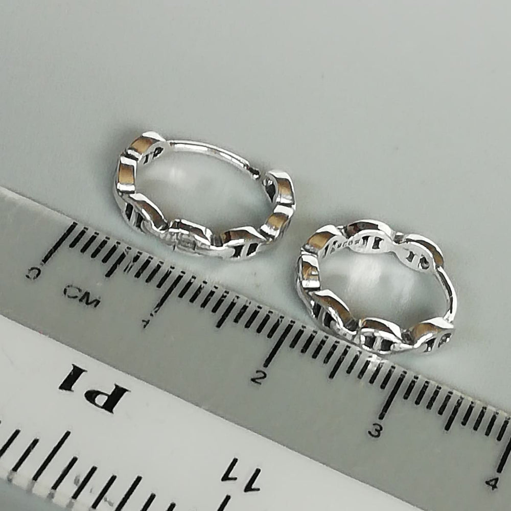 Sterling silver mariners link chain hoops | Hoop earrings | Silver | 15mm ear | E918 - by OneYellowButterfly