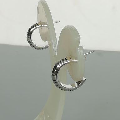 Sterling Silver Open Ended Ear Hoop Studs | Etched Earrings | Minimalist | 925 Silver | E1127 - by Oneyellowbutterfly