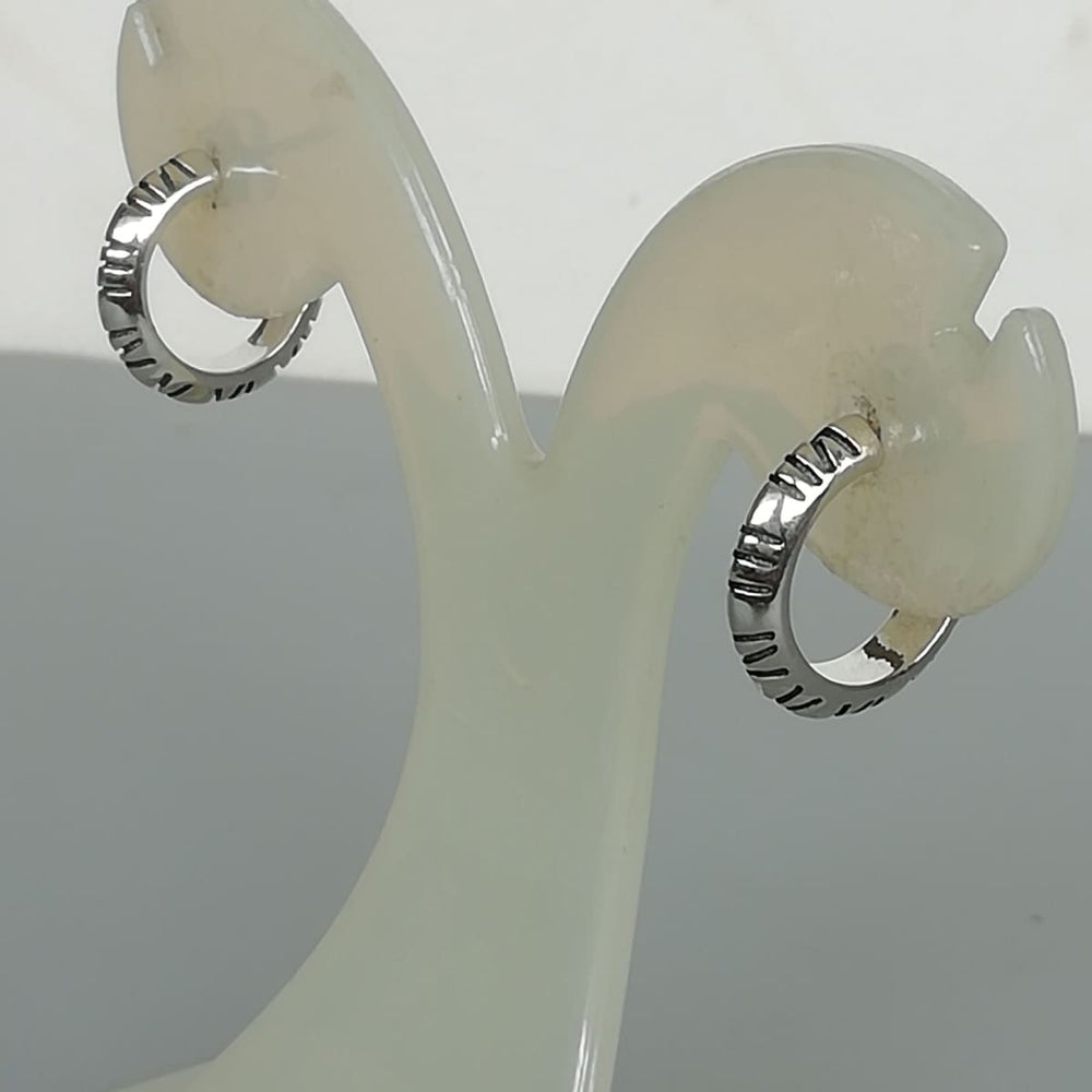 Sterling Silver Open Ended Ear Hoop Studs | Etched Earrings | Minimalist | 925 Silver | E1127 - by Oneyellowbutterfly