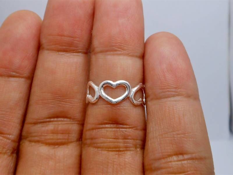 Toe Rings Sterling Silver Open Heart Ring,Heart Rings,Pinky Rings,Adjustable Rings,Fifth Finger Rings,Midi Rings,Body Jewelry,Gifts For her 