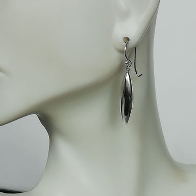 Sterling Silver Pointed Ellipse Earrings | Elegant | Long Ear Danglers | Oval Drop Dangler | E946 - by Oneyellowbutterfly