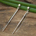 Sterling Silver Post Earrings With Spike Oxidized Engraving And Chain Set - By Metal Studio Jewelry