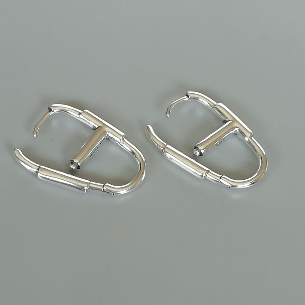 Sterling Silver Rectangle Hoops | Long | Buckle | Silver Jewelry | Gift Ear | E935 - by Oneyellowbutterfly