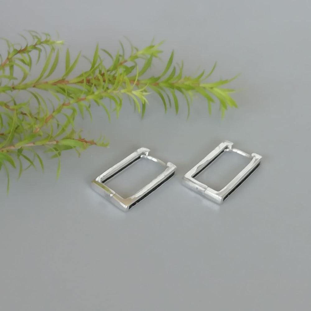 Sterling Silver Rectangle Hoops | Long | Minimalist Jewelry | Hoop Earrings | E1078 - by Oneyellowbutterfly