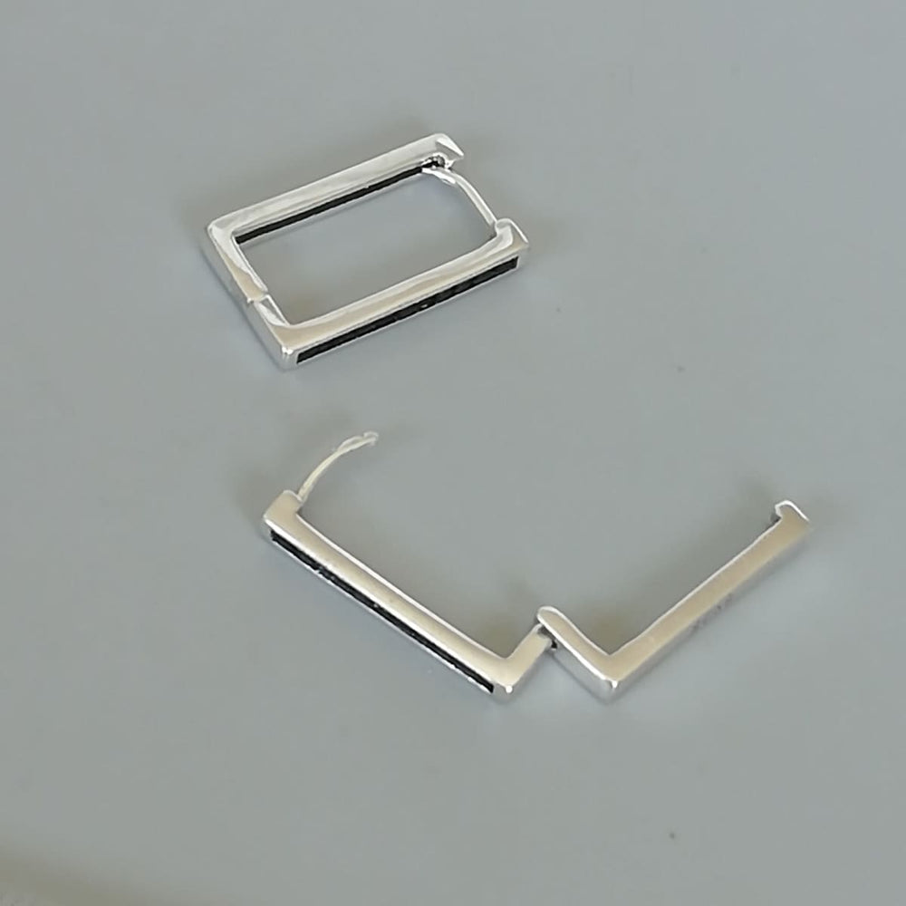 Sterling Silver Rectangle Hoops | Long | Minimalist Jewelry | Hoop Earrings | E1078 - by Oneyellowbutterfly