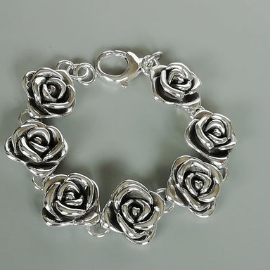 Sterling Silver Rose Bracelet | Electroformed | Wrist Chain | Pretty Gift for her | B106 - by Oneyellowbutterfly