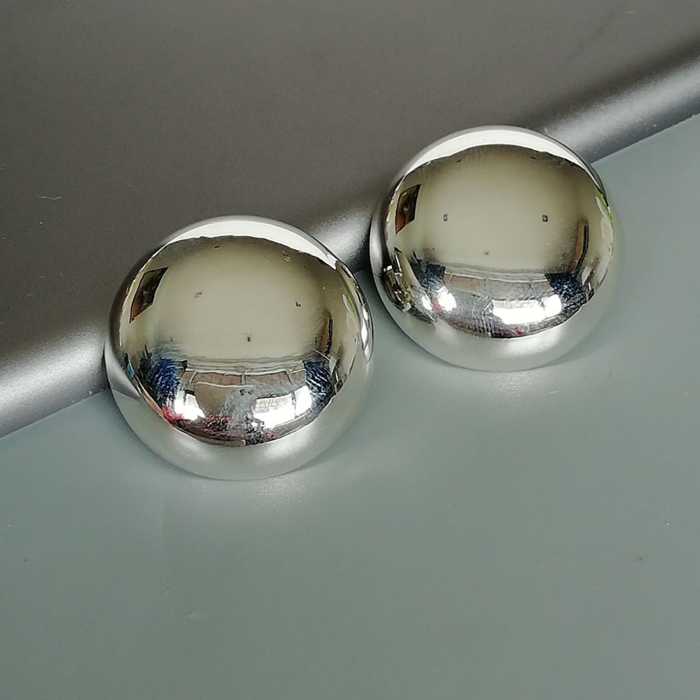 Sterling Silver Round Clip on Earrings | Half Ball | Minimalist Jewelry | Casual Ons | Silver Wedding | E1107 - by Oneyellowbutterfly