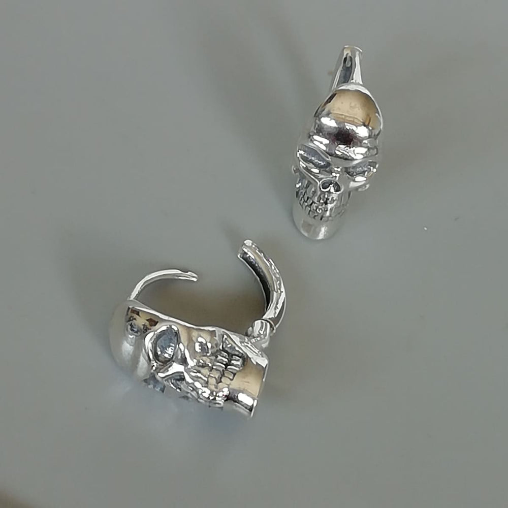 Sterling Silver Skull Hoops | 14 Mm Ear | Punk | Halloween | Skull Earrings | Hippie | E1081 - by Oneyellowbutterfly