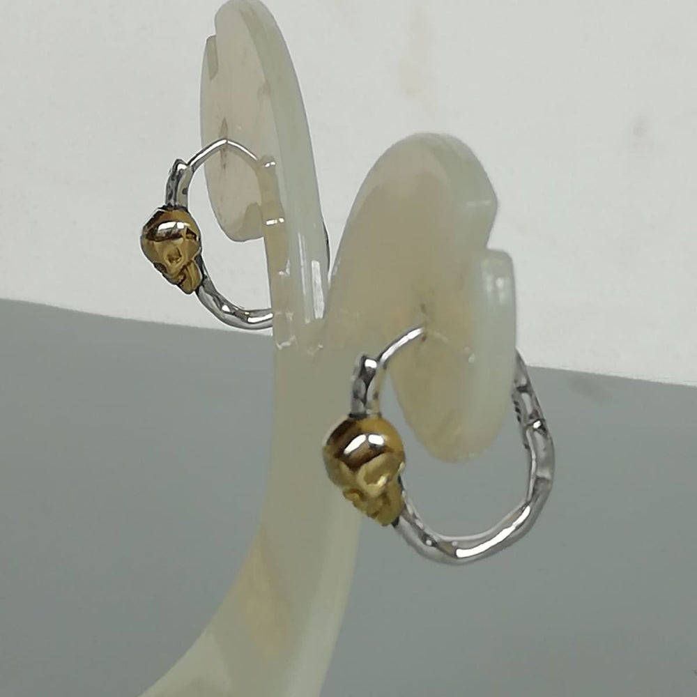 Sterling Silver Skull Hoops | Skull Hoop Earrings | Punk and Boho Ear | Halloween Jewelry | Gold | E1117 - by Oneyellowbutterfly
