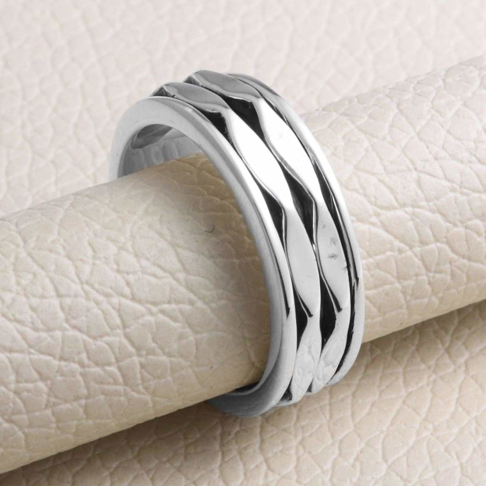 rings Sterling Silver Spinner Ring Energy Handmade Thumb For Men - by Rajtarang