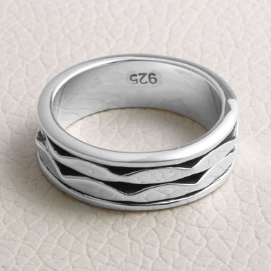 rings Sterling Silver Spinner Ring Energy Handmade Thumb For Men - by Rajtarang