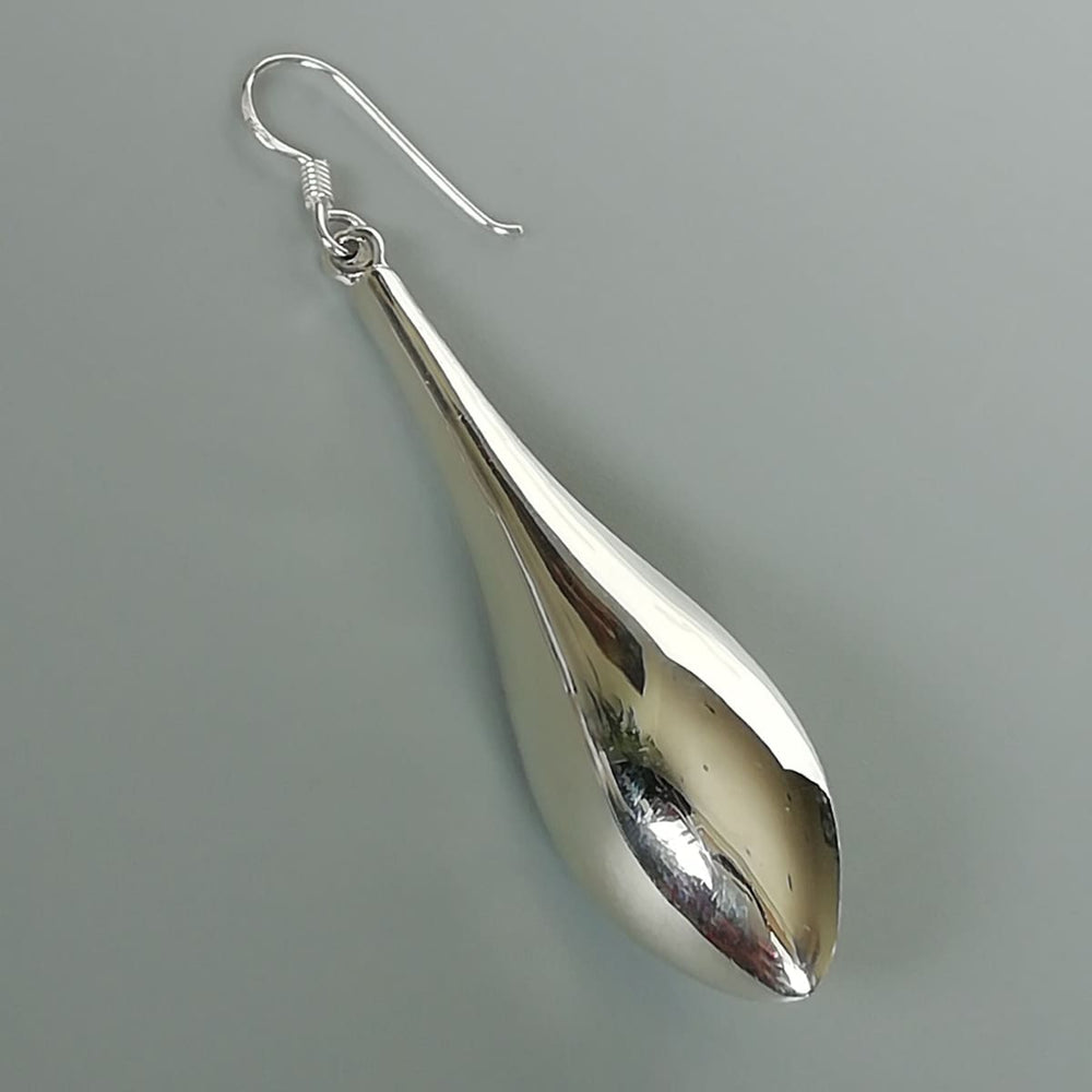 Sterling Silver Teardrop Earrings | Chunky Danglers | Elegant | Long Ear | Minimalist | Tear Drop Dangler | E948 - by Oneyellowbutterfly
