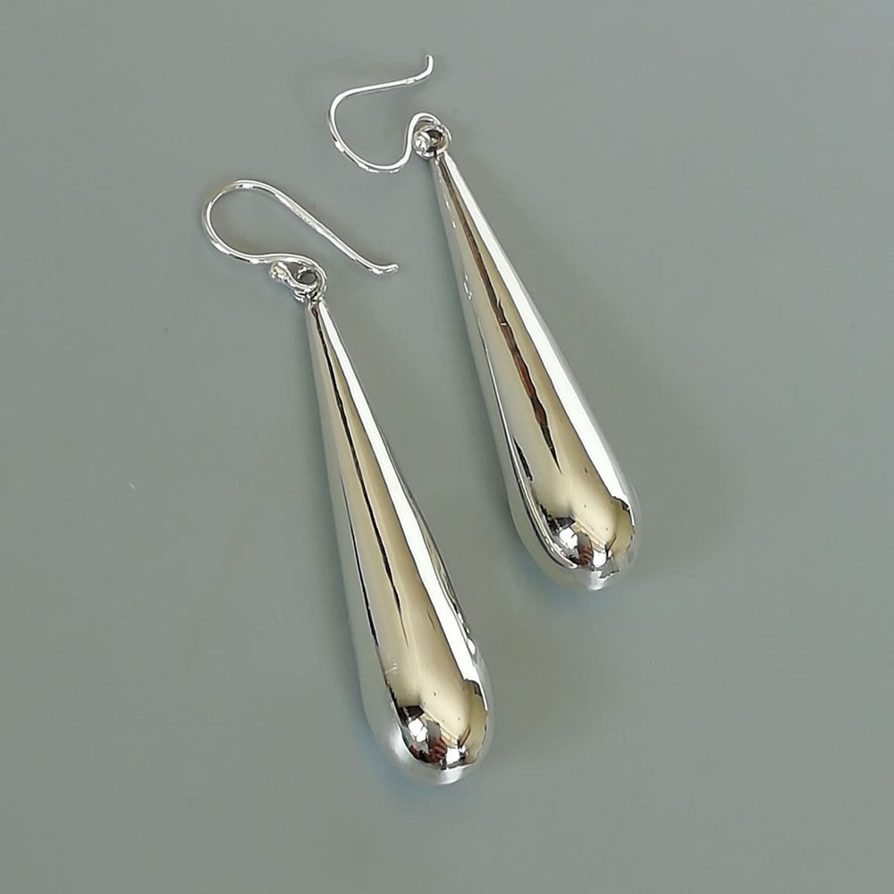 Sterling Silver Teardrop Earrings | Chunky Danglers | Elegant | Long Ear | Tear Drop Dangler | E944 - by Oneyellowbutterfly