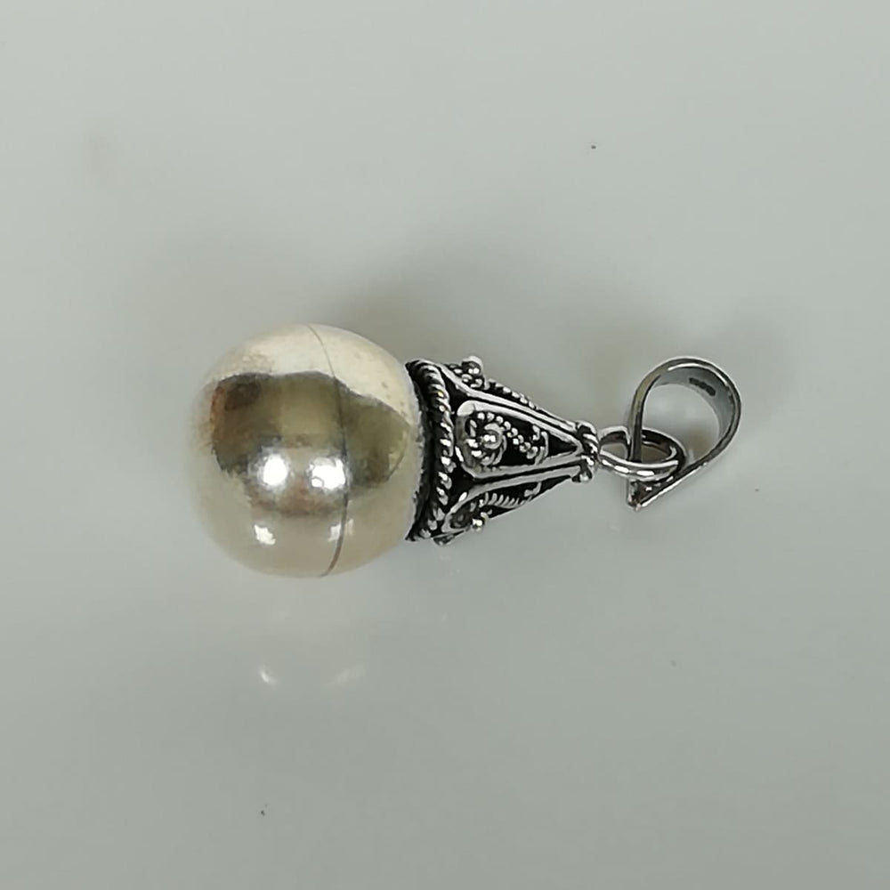 Sterling silver tibetan charm - Cone and ball pendant - Silver - Bohemian jewelry - Multipurpose - PD36 - by NeverEndingSilver
