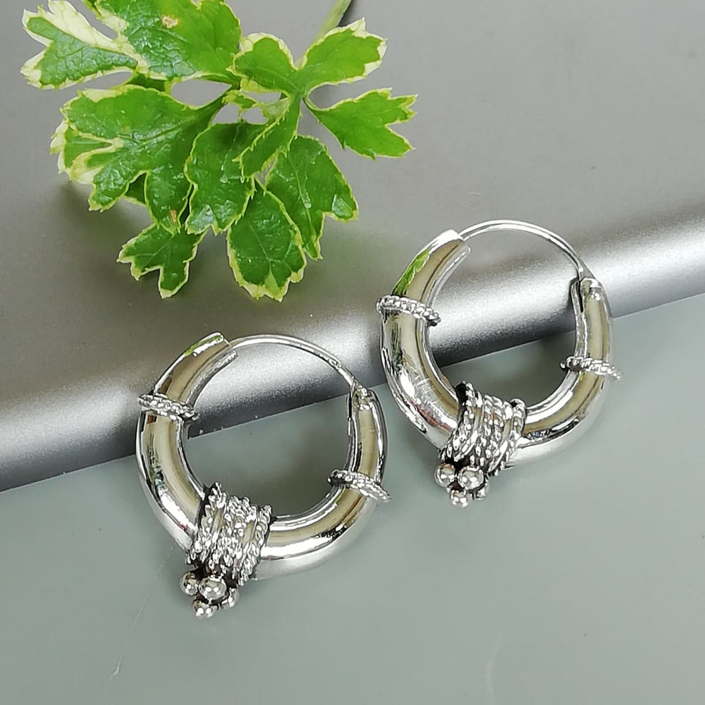 Sterling silver Tibetan hoops | 20 mm | Ethnic | Gift earrings | E1018 - by OneYellowButterfly