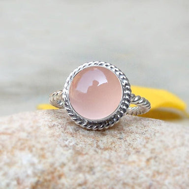 Rings Sterling silver twisted band rose quartz ring Healing crystal Gemstone Ring