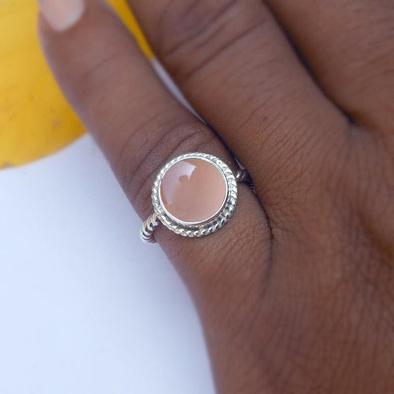 Rings Sterling silver twisted band rose quartz ring Healing crystal Gemstone Ring