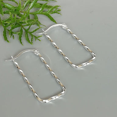 Sterling Silver Twisted Rectangle Hoops | Twisted | E1061 - by Oneyellowbutterfly