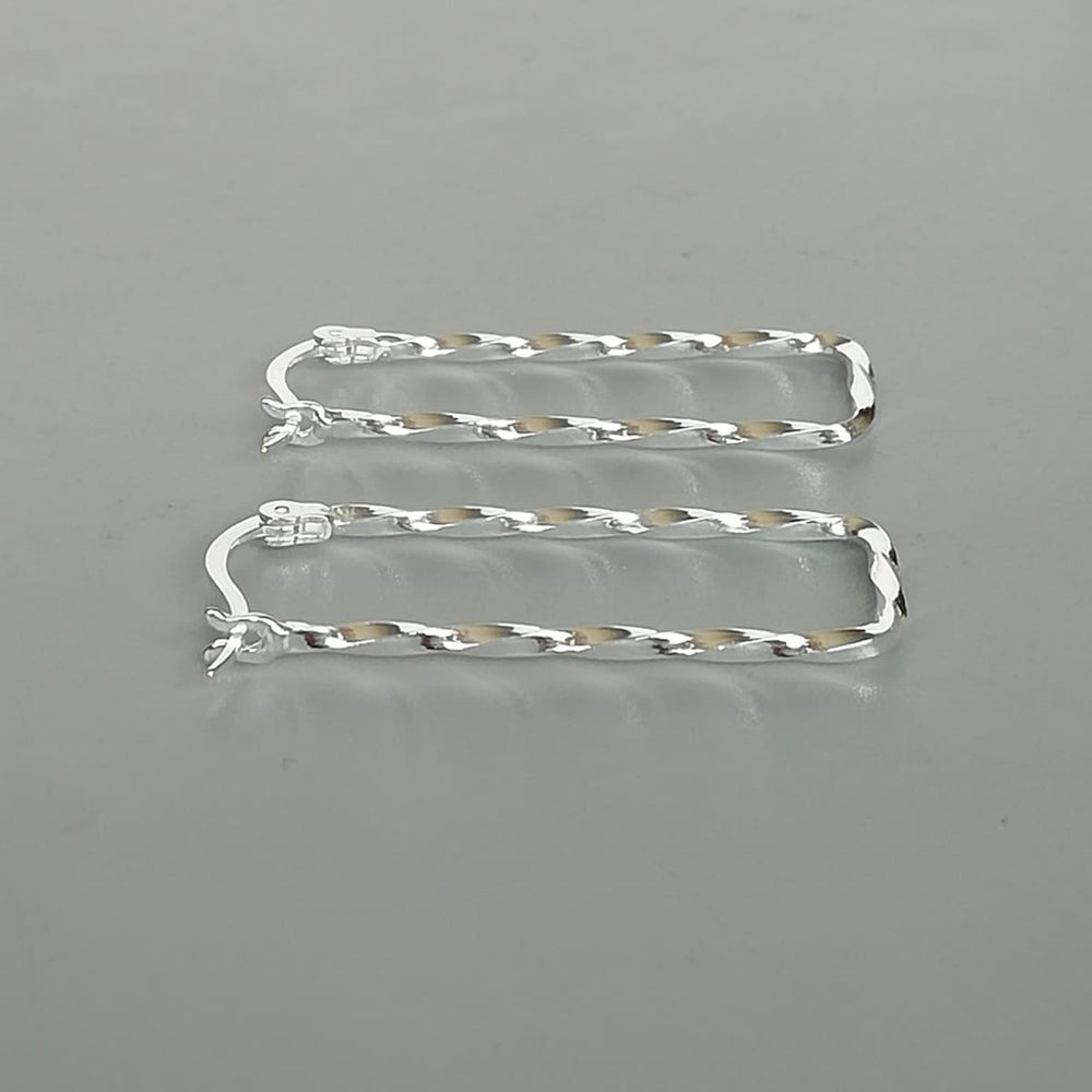 Sterling Silver Twisted Rectangle Hoops | Twisted | E1061 - by Oneyellowbutterfly