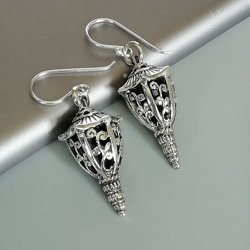Sterling silver victorian danglers | Filigree | Tibetan ear | Statement earring | Bridal jewelry | Pretty | E890 - by OneYellowButterfly