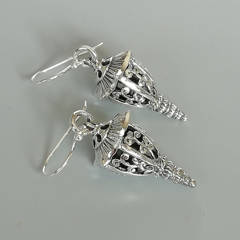 Sterling silver victorian danglers | Filigree | Tibetan ear | Statement earring | Bridal jewelry | Pretty | E890 - by OneYellowButterfly