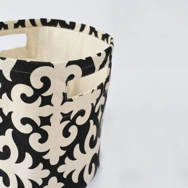 Storage Basket Cotton Canvas Fabric Shyrdak Print Black And White Storage Laundry Size 10x10 Inches - By Vliving