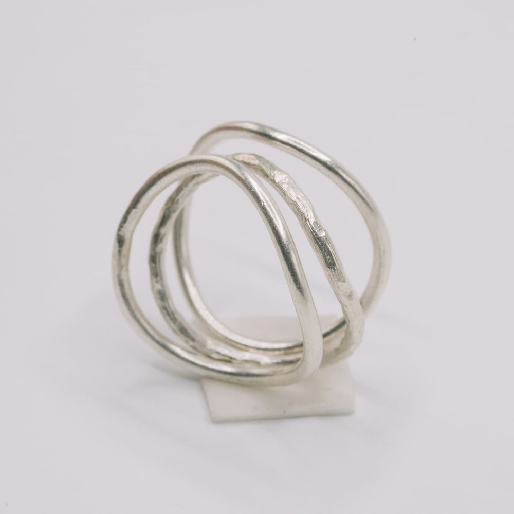 Rings STR1 Handmade silver organic shape stackable ring - set of 3 rings - by Silvertales Jewelry