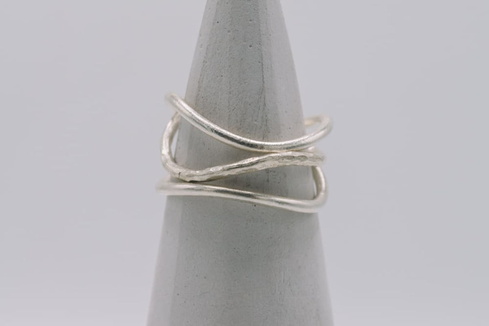 Rings STR1 Handmade silver organic shape stackable ring - set of 3 rings - by Silvertales Jewelry